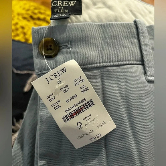 J Crew Chino Pants Flex Straight Leg Light Blue NWT Mens Size 38 X 32 Cotton - Picture 7 of 10